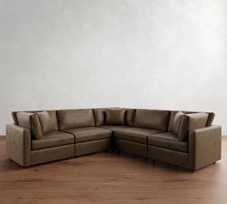 Modular Leather 5-Piece L-Shaped Sectional (111&quot;&ndash;120&quot;)