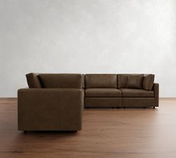 Modular Leather 5-Piece L-Shaped Sectional (111&quot;&ndash;120&quot;)