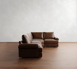 Canyon Roll Arm Leather 3-Piece Wedge Sectional (130&quot;)