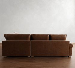 Canyon Roll Arm Leather 3-Piece Wedge Sectional (130&quot;)