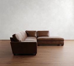 Turner Square Arm Leather 3-Piece Bumper Sectional (106&quot;&ndash;111&quot;)