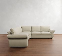 Pearce Roll Arm 3-Piece L-Shaped Wedge Sectional (122&quot;&ndash;130&quot;)