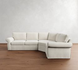 Pearce Roll Arm Slipcovered 3-Piece Wedge Sectional (122&quot;&ndash;130&quot;)