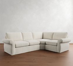 Pearce Roll Arm Slipcovered 3-Piece Wedge Sectional (122&quot;&ndash;130&quot;)