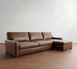 Turner Square Arm Leather Chaise Sectional (105&quot;&ndash;129&quot;)