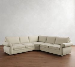 Pearce Roll Arm 3-Piece L-Shaped Wedge Sectional (122&quot;&ndash;130&quot;)