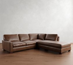 Turner Square Arm Leather 3-Piece Bumper Sectional (106&quot;&ndash;111&quot;)