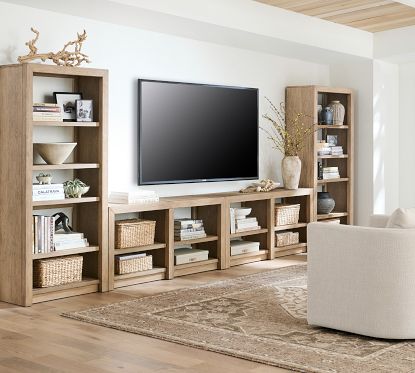 Dillon Grand Glass Media Bookcase Suite Montauk White Pottery Barn