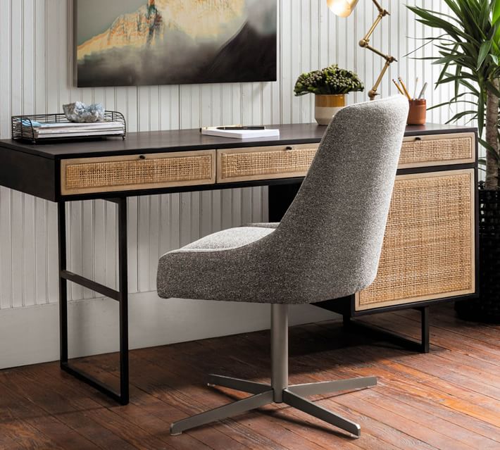 Wood & cane desk hotsell