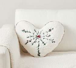 Sherpa Embroidered Heart Shaped Pillow