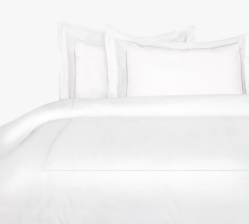 Lena Percale Embroidered Single Stripe Duvet Cover Set