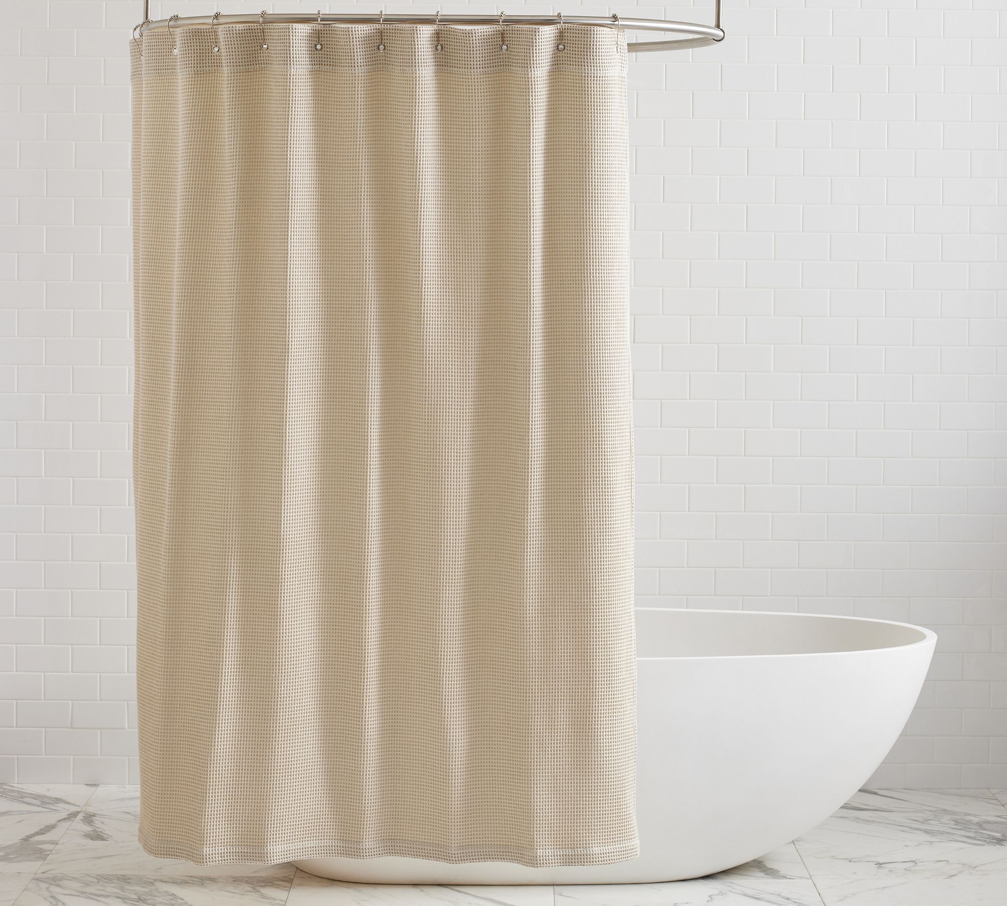 Waffle Weave Cotton Shower Curtain