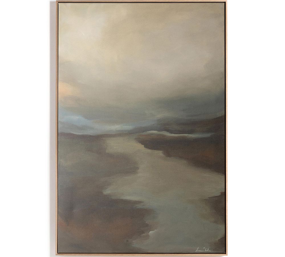 Foggy Landscape Print on Canvas with Maple Frame, 40.5" x 60"