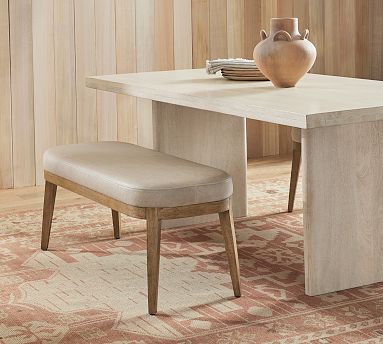 Layton Leather 3 Seat Dining Bench Vintage Amber Leg Burnished Wolf Grey