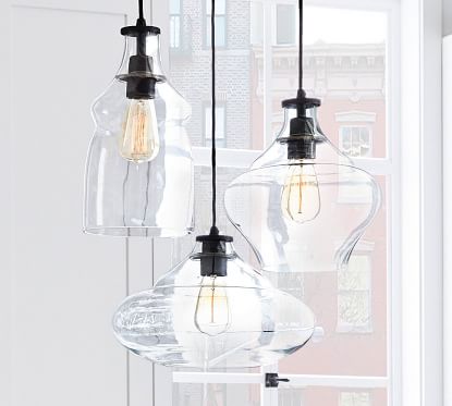 Pottery Barn McCarthy 3-Light Glass 2024 Pendant, 23