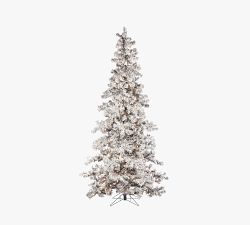 Lit Flocked Layered Spruce Faux Christmas Trees