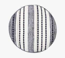 Coastal Striped Cotton Round Pouf