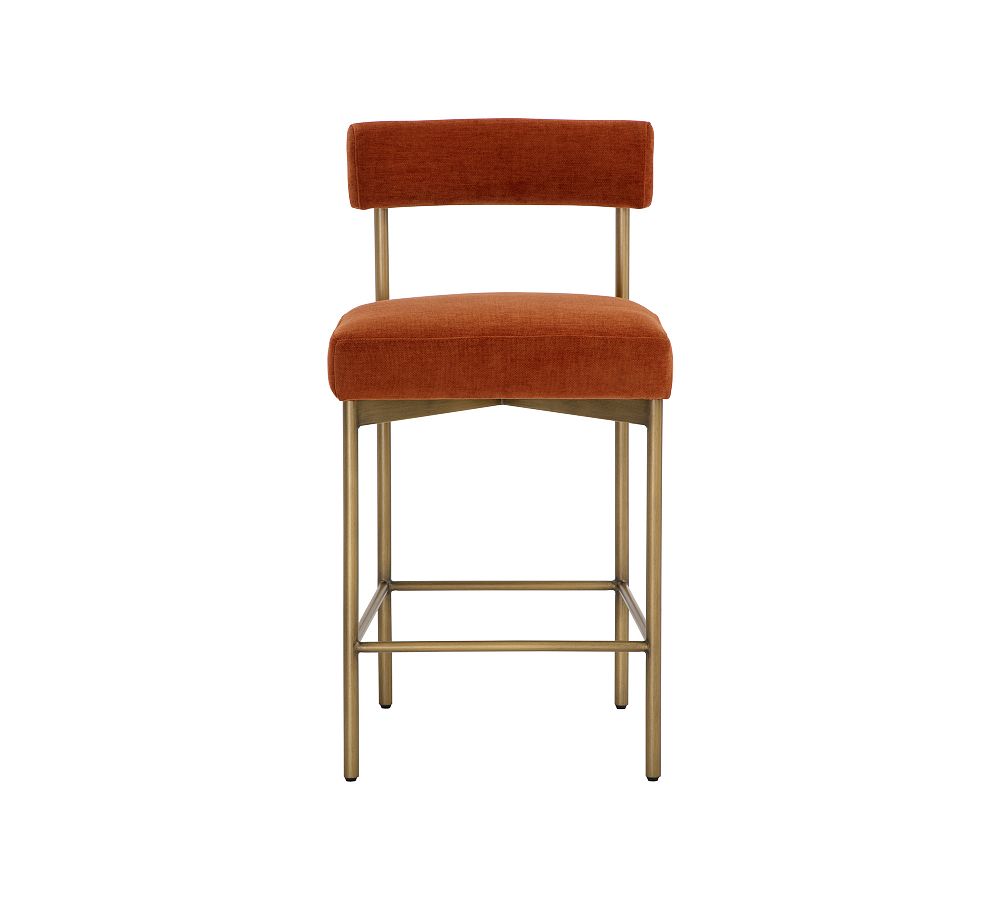 Danny Rust Upholstered Counter Stool with Brass Frame