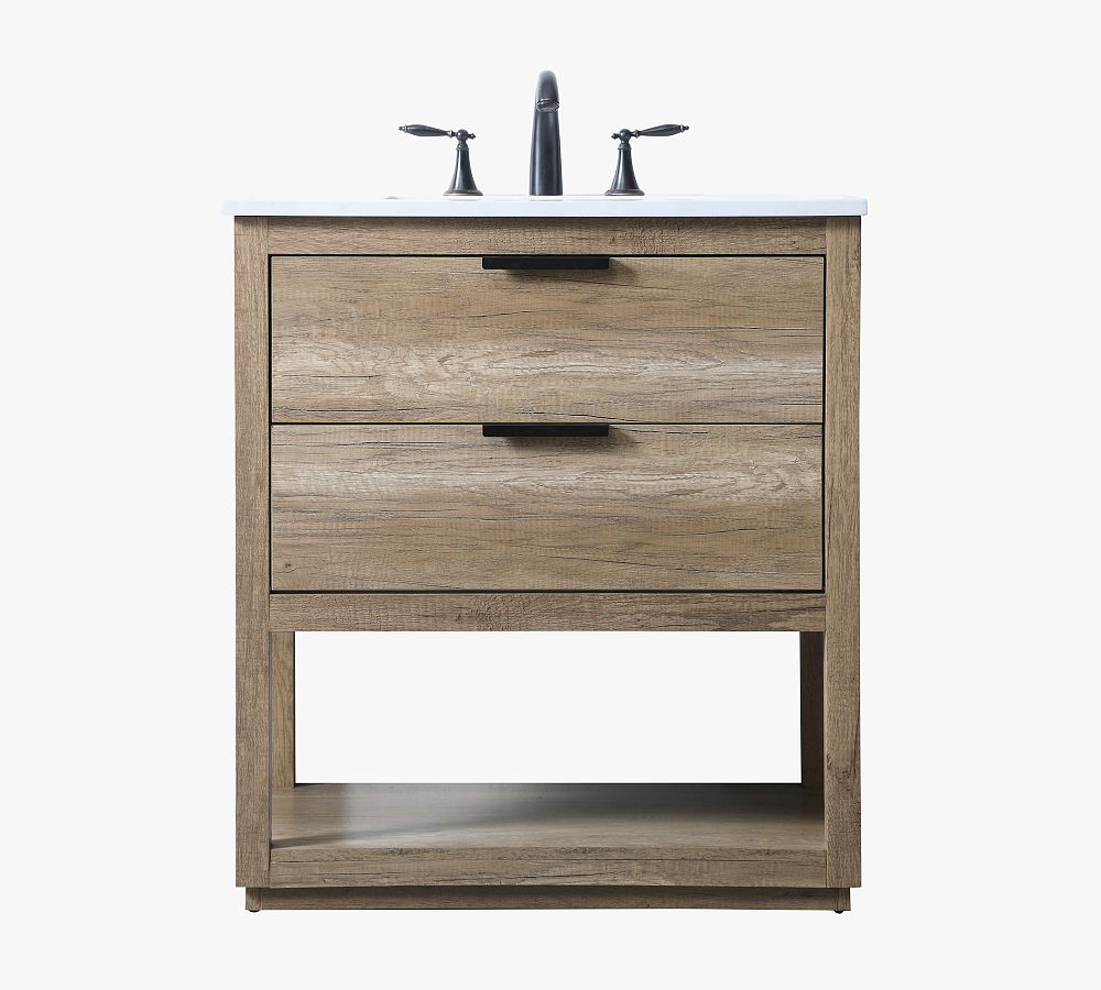 Natural Oak 30" Single Sink Vanity with Marble Top