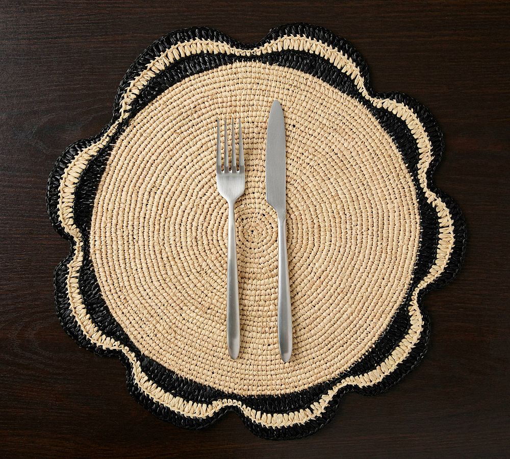 Black/Neutral Round Placemat - Set of 4