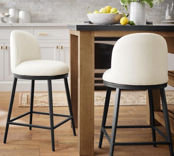 Maison Upholstered Swivel Stool Pottery Barn