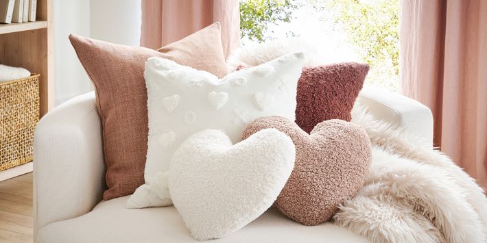 Pottery Barn Valentines Love Dice Cozy Teddy Faux Fur Love shops Shaped Pillow