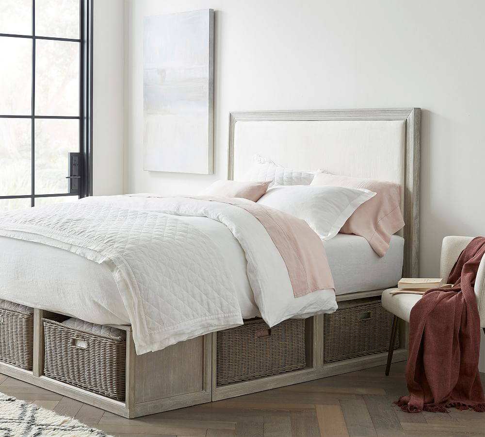 Stratton Storage Platform Bed &amp; Montgomery Headboard with Baskets