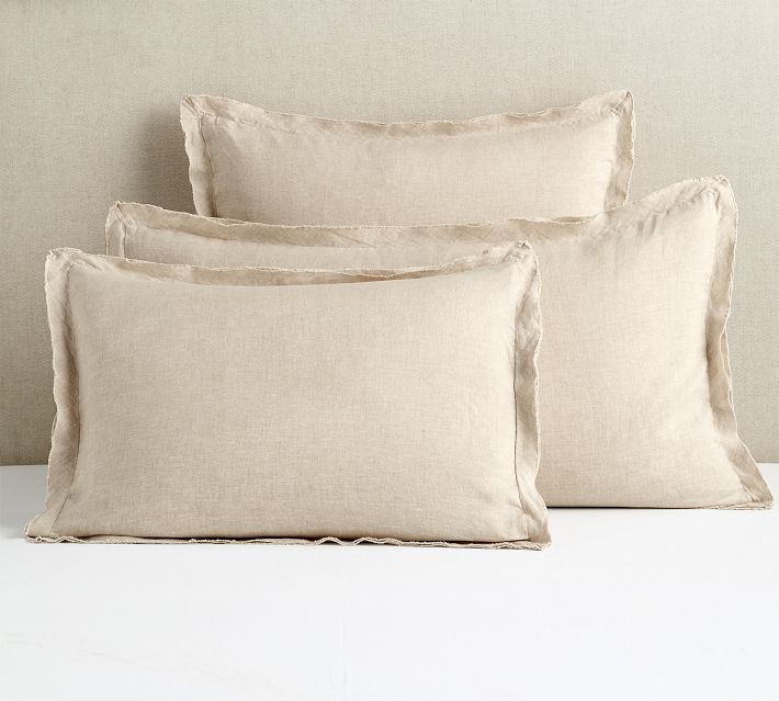 Pottery Barn BELGIAN Flax Natural Tan Linen 2 STANDARD Pillow outlets Shams