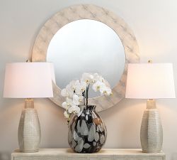 Faux Shagreen Round Mirror - 36&quot;
