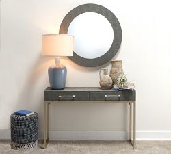 Faux Shagreen Round Mirror - 36&quot;