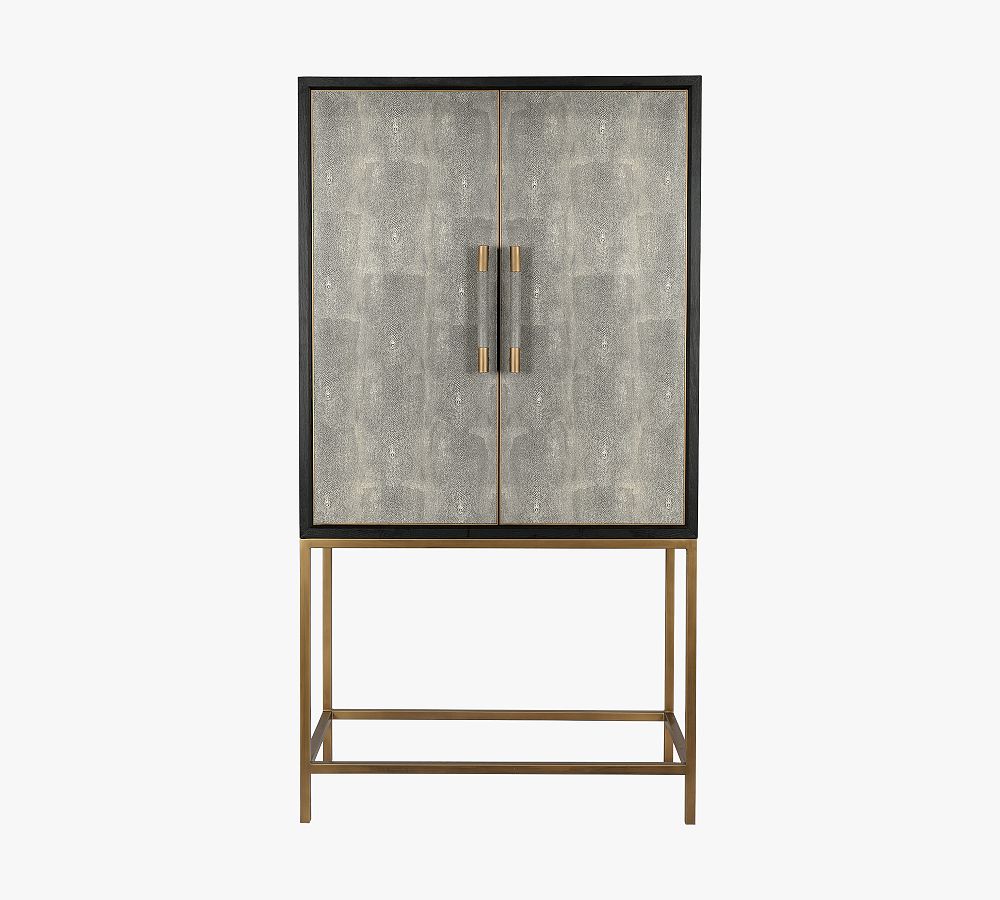 Trent 38" Gray Solid Oak Contemporary Bar Cabinet