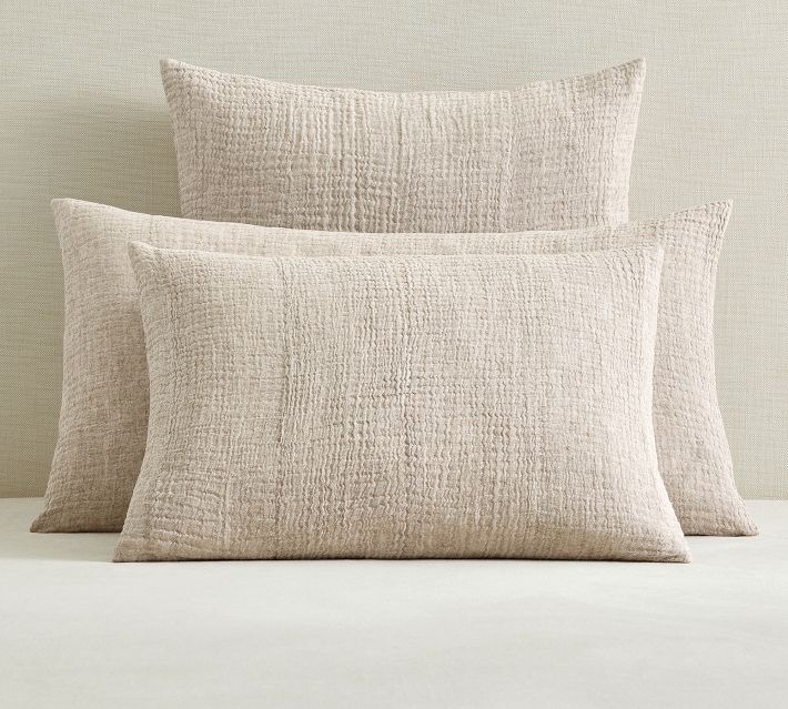 Pottery Barn 100%Cotton White On Taupe Cuff Border Line 2 deals Euro Pillow Shams.