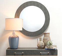 Faux Shagreen Round Mirror - 36&quot;