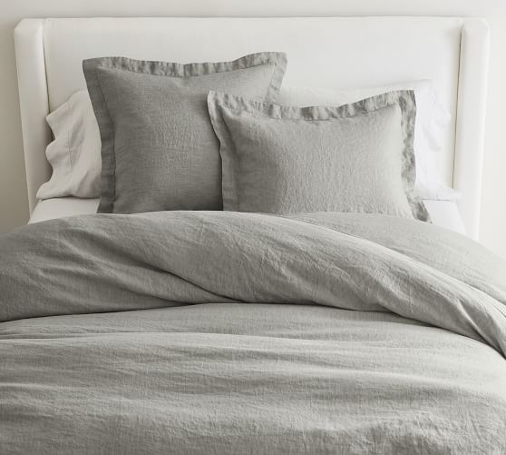 Pottery Barn Full/Queen Belgian deals Flax Linen Duvet Cover Smoke Grey