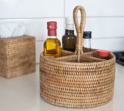 Tava Handwoven Rattan Round Flatware Caddy