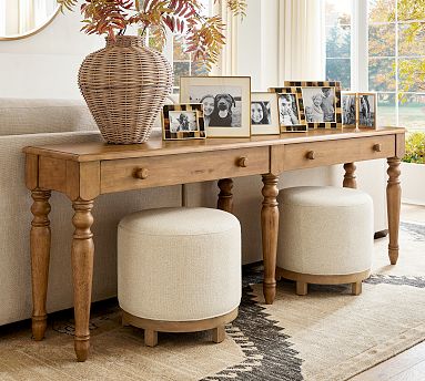 Heritage Farmhouse Rectangular 84.5 Console Table Vintage Barley