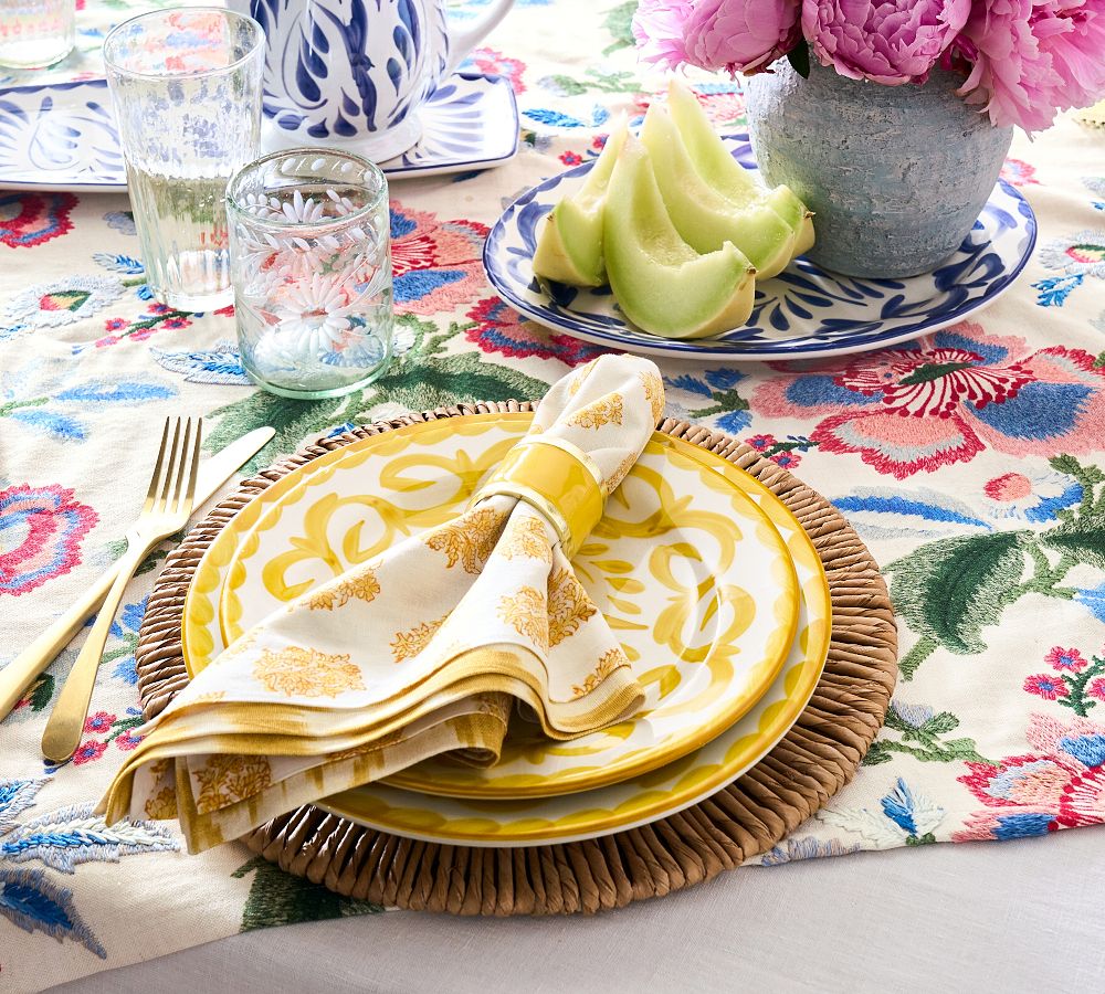 Sophia Floral Block Print Cotton Napkins - Set of 4