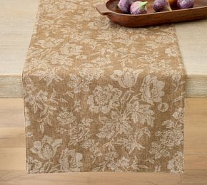 Brianna Floral Organic Cotton Table Runner | Pottery Barn