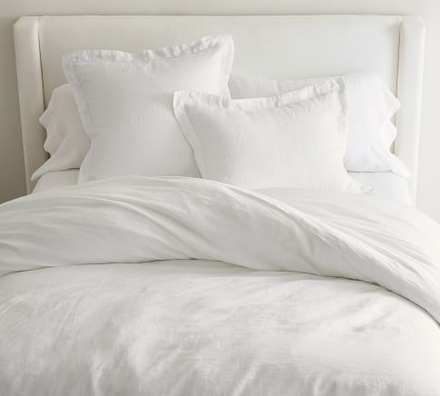 Belgian Flax Linen Duvet Cover, Single/Single XL, White