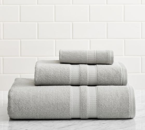 Pottery Barn sculpted grey selling towel set 2 towels 2 wash rags