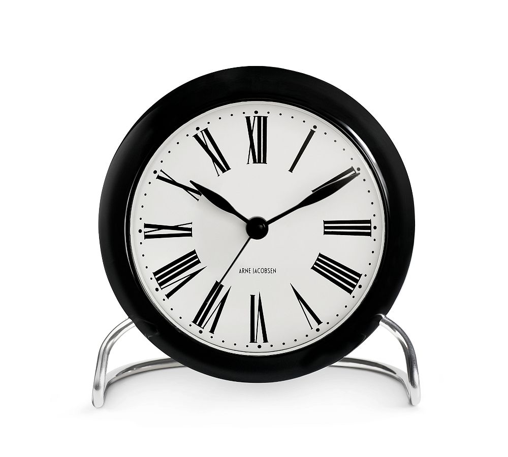 Black and White Roman Numeral Aluminum Table Clock