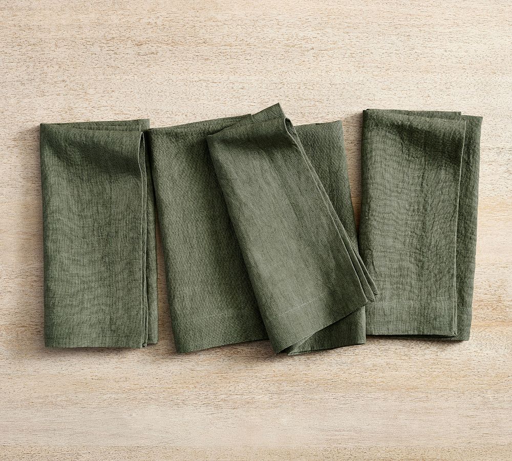 Mason Oversized Linen Napkins, Cypress Color