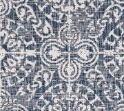 Antique Medallion Square Outdoor Rug in Navy and White