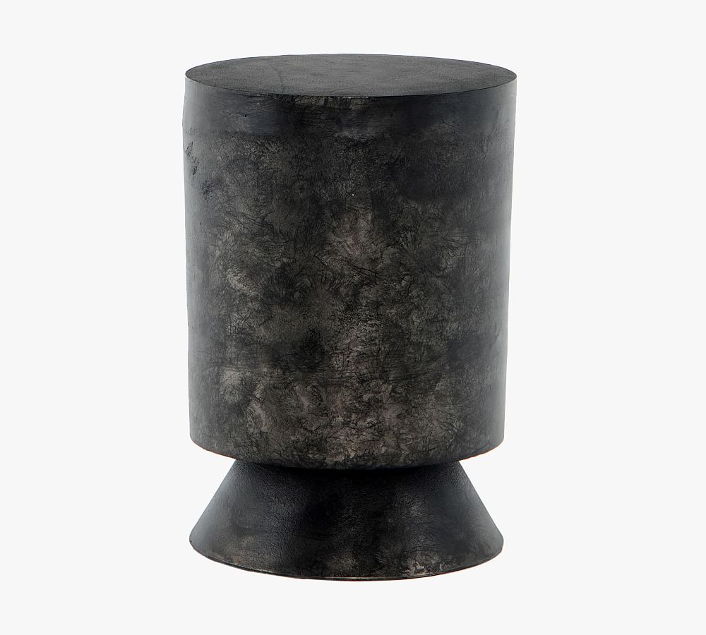 Simone 14.5" Round Black Metal Contemporary End Table