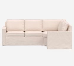 Cameron Square Arm Slipcovered 3-Piece Wedge Sectional (108&quot;)