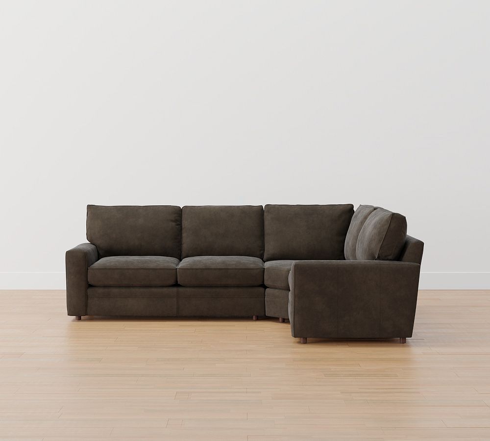Pearce Square Arm Leather 3-Piece Wedge Sectional (120&quot;)