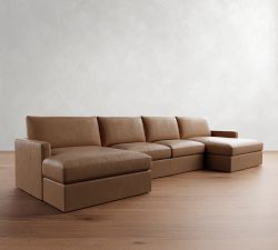 Westwood Slim Arm Leather Double Chaise Sectional (168&quot;&ndash;180&quot;)