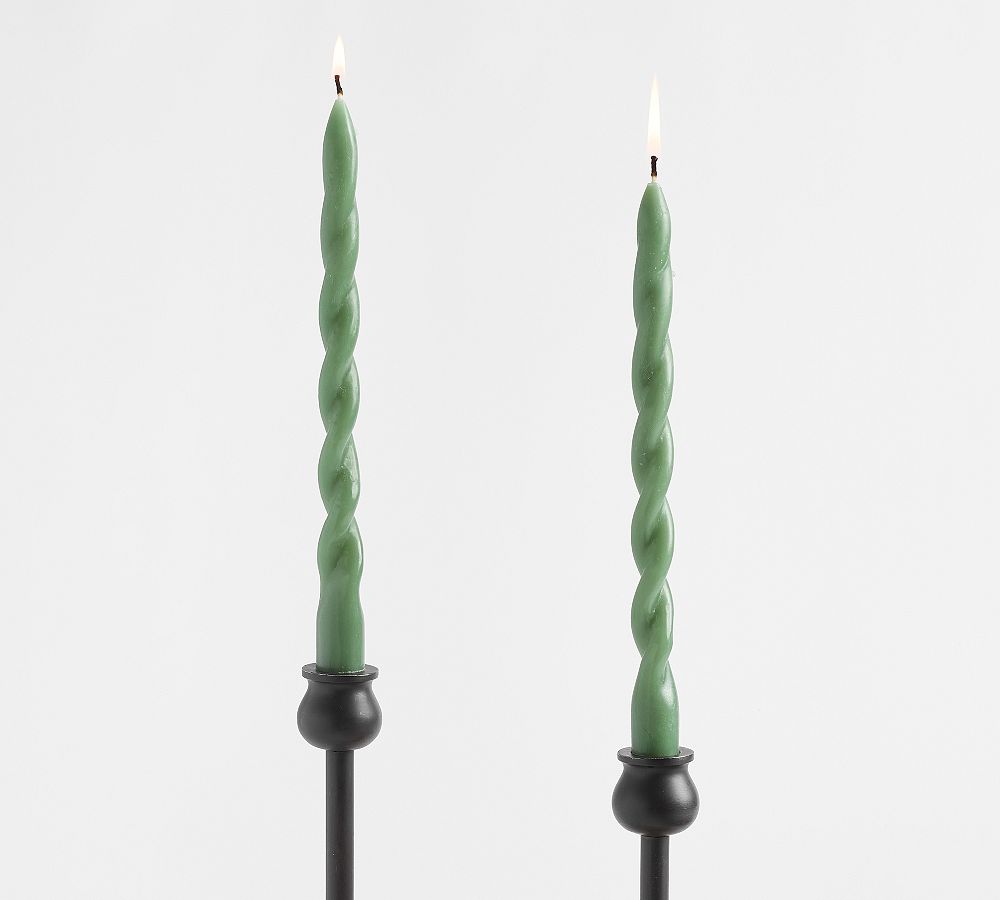 Spiral Taper Candles - Set of 6 green