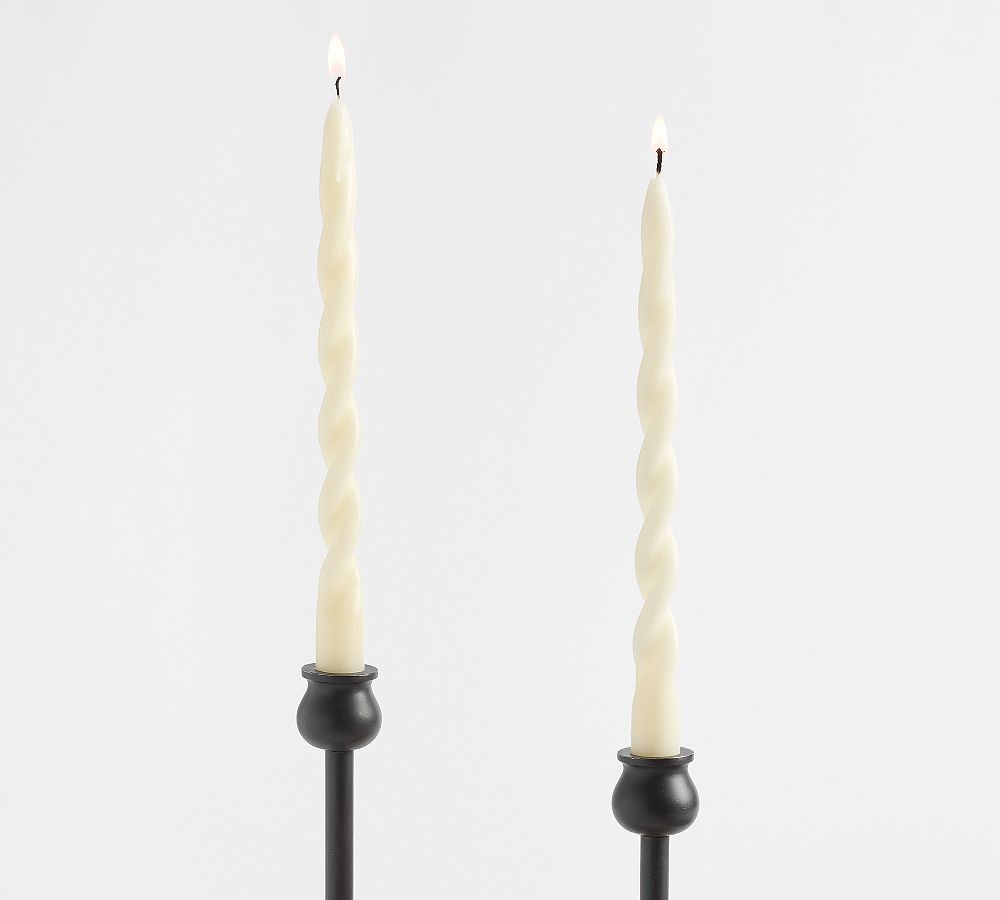 Spiral Taper Candles - Set of 6 white