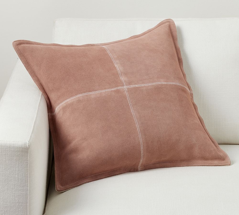 Pieced Suede Pillow- Rosewod